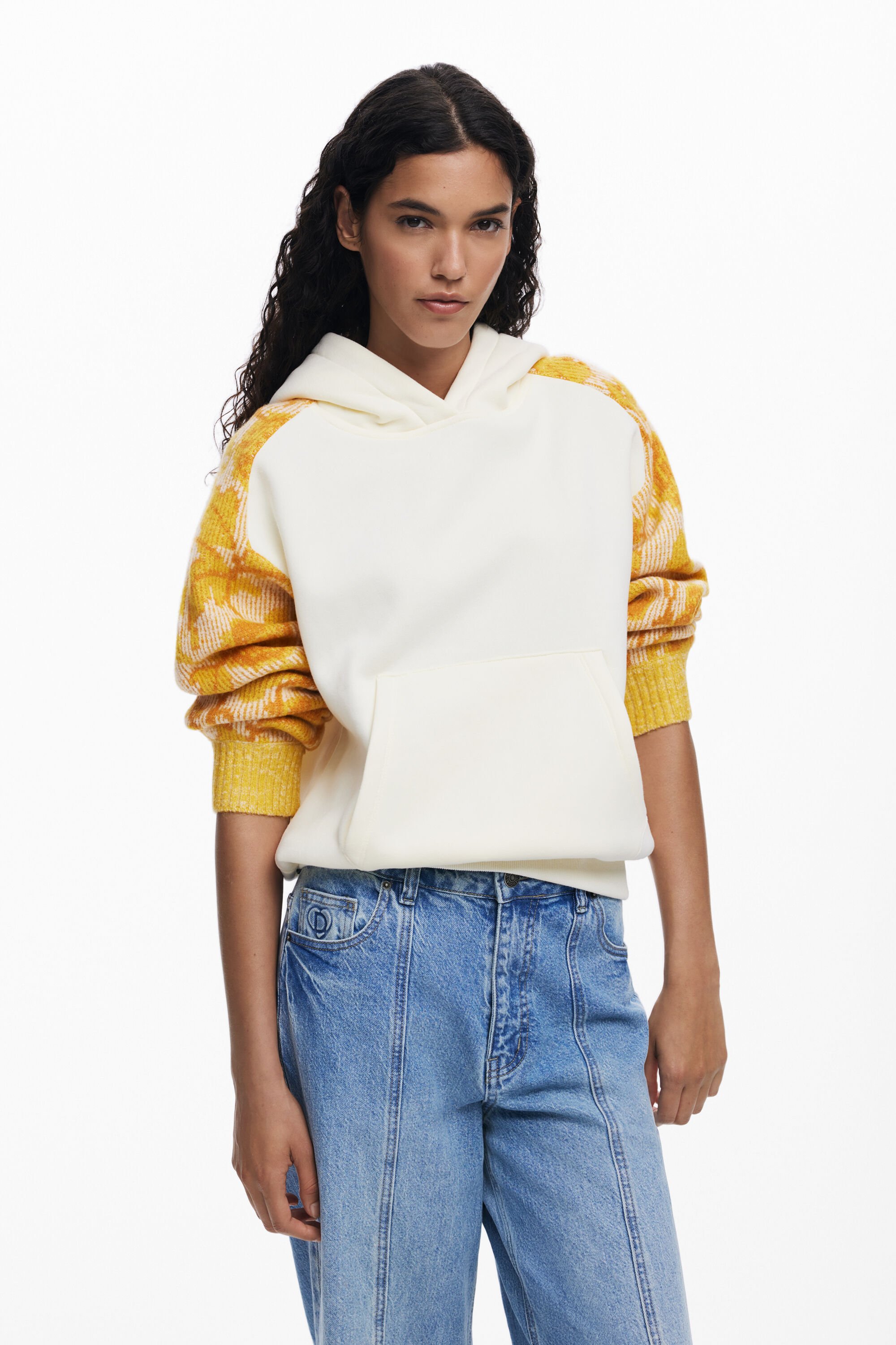 Desigual Jacquard mouwen sweatshirt - WHITE