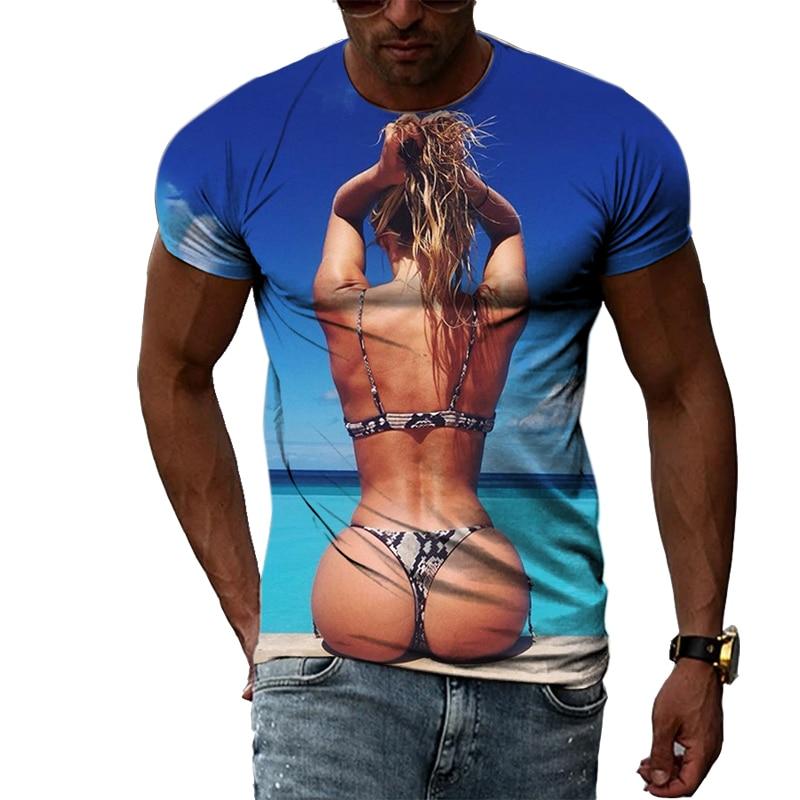 ETST WENDY Hip Hop Strand Sexy Meisje 3D HD Afdrukken Zomer heren T-shirt Grappig Alternatieve Mode Cool Sneldrogend Klassiek Crewneck Shirt 6XL M