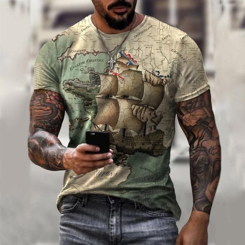 Kukebang Zomer Hot Selling mannen Casual T-shirt Street Fashion Korte mouwen Harajuku 3D Afdrukken All-Match ronde Hals Nieuwe Top 2XL