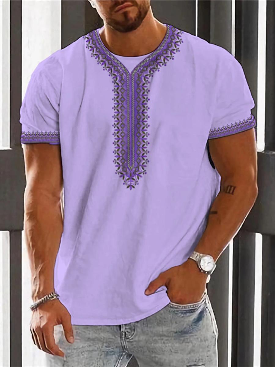 Kukebang Vintage Etnische T-shirt 3D Print Kleding O-hals Mannen Tops Oversized Korte Mouw Tee Zomer Losse Mannelijke Streetwear Herenkleding 4XL