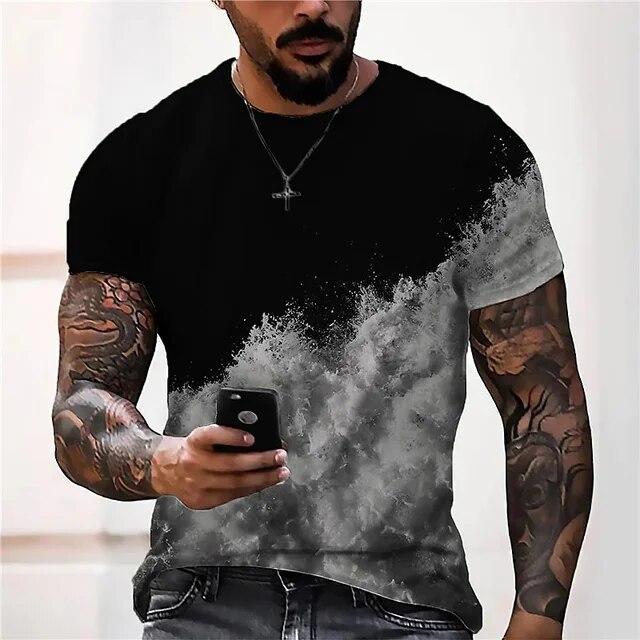 Bobby 2 Natuurlijk landschap bedrukt T-shirt Mode heren T-shirt met ronde hals, casual Aurora-patroon, knappe sneldrogende heren-T-shirts XL