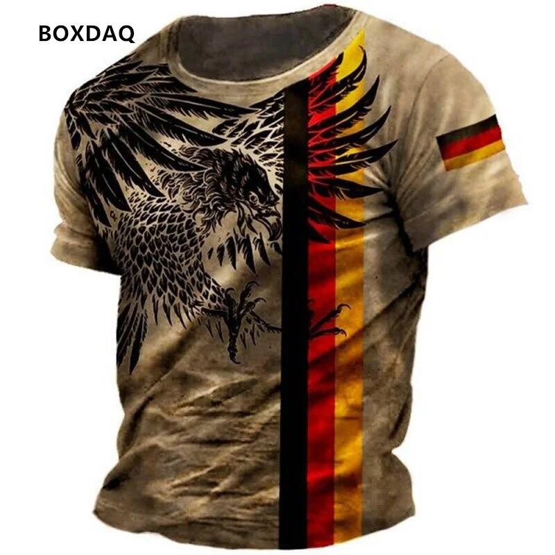 ETST 07 Duitse vlag herenmode T-shirts korte mouwen adelaar 3D print straat heren T-shirt 6XL plus size herenkleding losse casual tops L