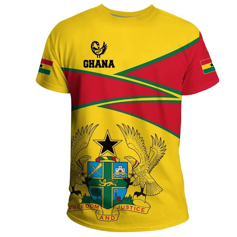 Xin nan zhuang Zomer Nieuwe Tigre Afrikaanse Land Vlag Heren Print T-shirt Ghana Nationaal Embleem Grafisch Casual Oversized T-shirts Mannelijke T-shirts Tops XL