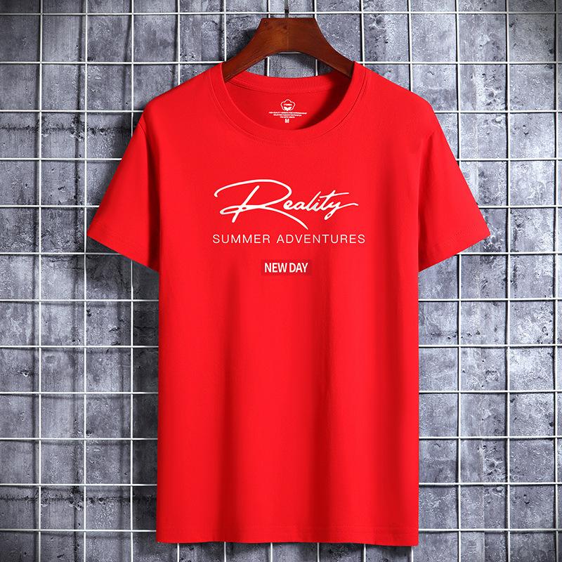 GMXIA Men T-shirt QICED Katoenen T-shirt met korte mouwen Herenmode Losse shirt met halve mouwen Bedrukt meelevend shirt XXL