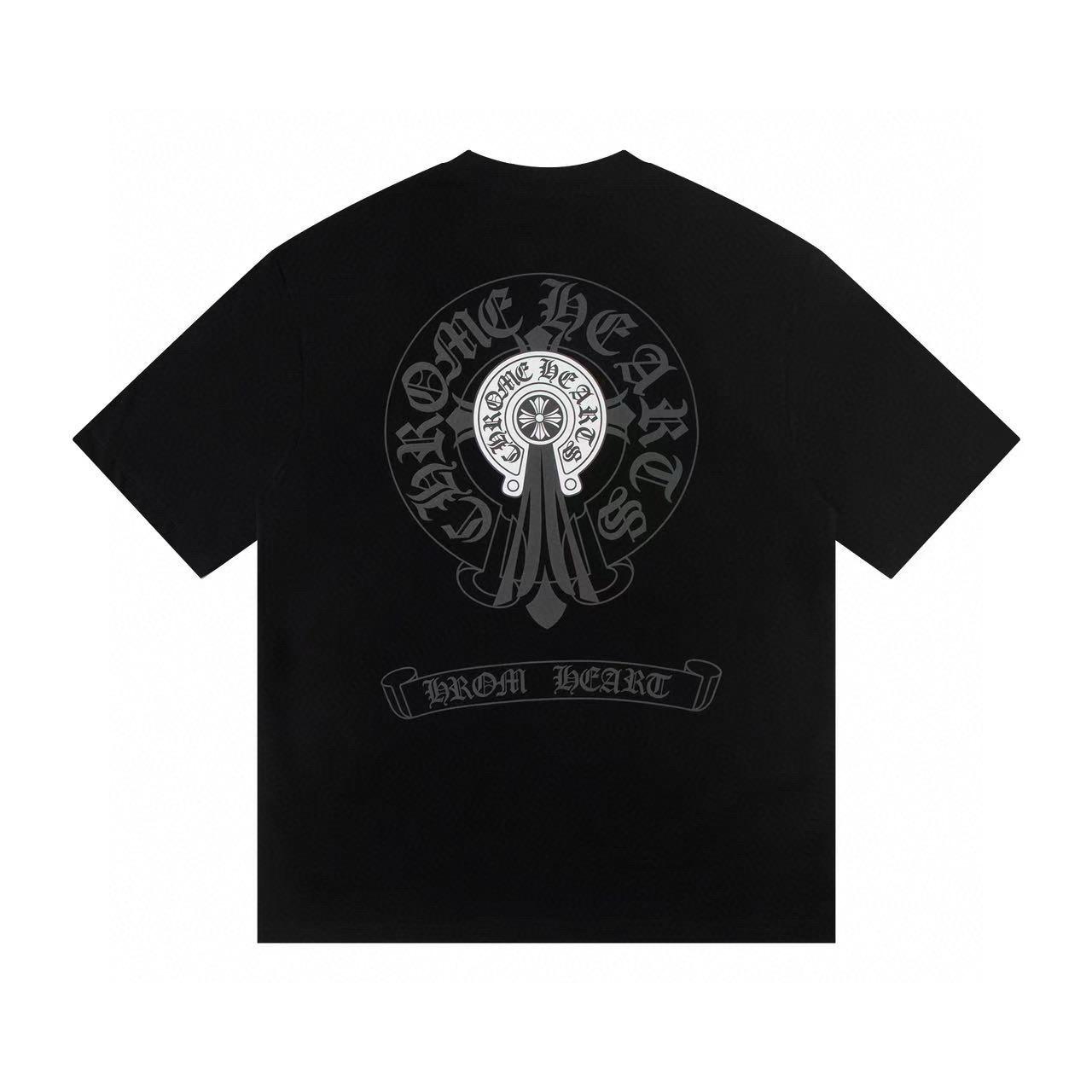 Chrome Hearts W353  2025 Zomer Nieuw Hoge Kwaliteit Katoen Ronde Hals Losse Grote Maat Heren- en Dames T-shirt Koppel T-shirt XL