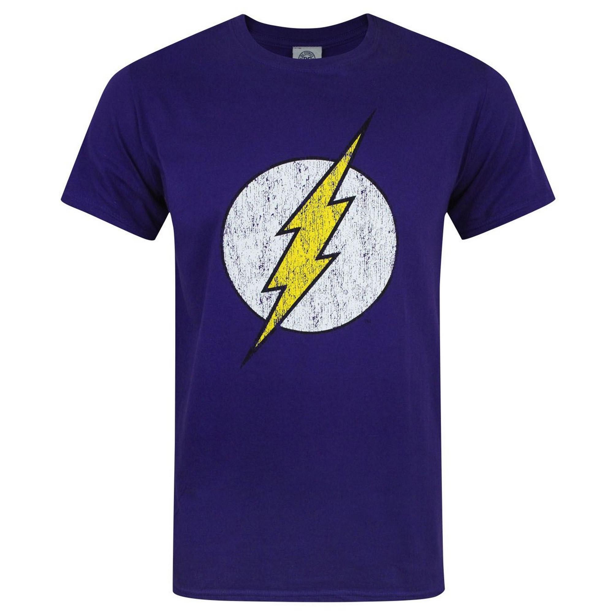 DC Comics Heren Flash Distressed Logo T-shirt paars