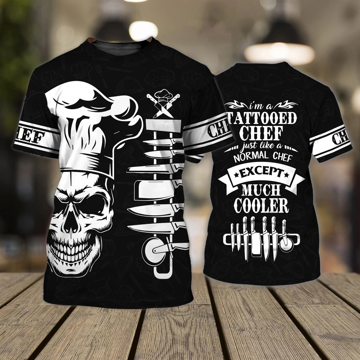 Xin nan zhuang Heren T-shirt Chef Breed Oversized Tops Punk 3D Print T-shirt Mannelijk Casual Mode Zomer Ronde Hals Korte Mouw Dagelijks XXXL