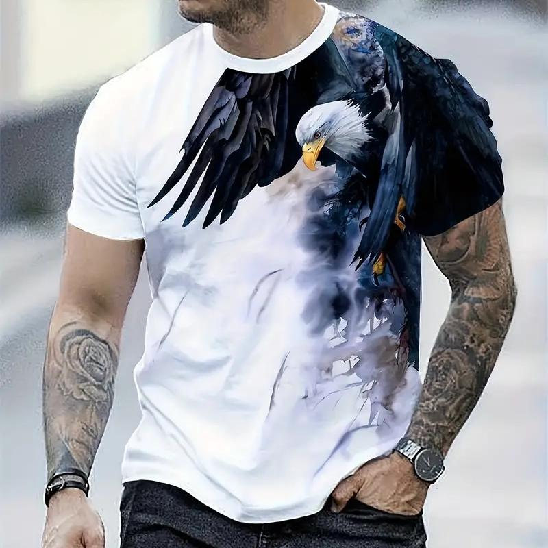 Etst 003 Retro T-shirt voor heren Eagle 3D-print Korte mouwen T-shirts Zomer Casual Snel drogend Los Oversized T-shirt Herenkleding Streetwear 2XL