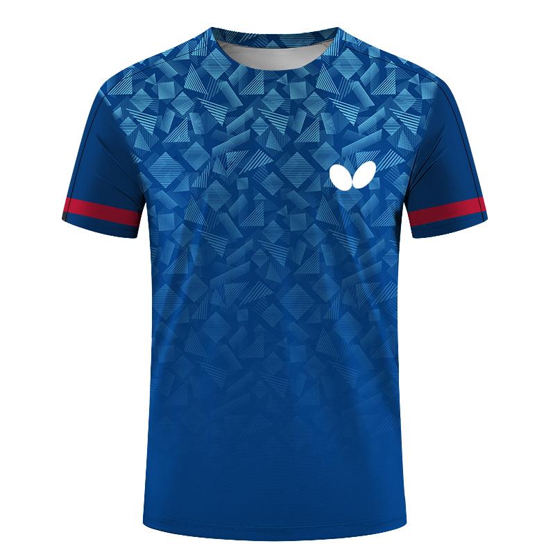 ForYourBeauty Zomer Heren Tafeltennis T-shirts Snel Droog Korte Mouw Tops Fitness Hardloopshirt Ademend Casual Sportkleding S