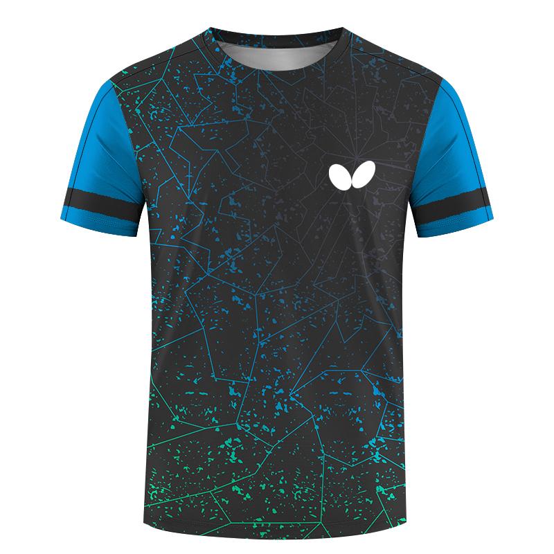 ForYourBeauty Zomer Heren Tafeltennis T-shirts Snel Droog Korte Mouw Tops Fitness Hardloopshirt Ademend Casual Sportkleding 2XL