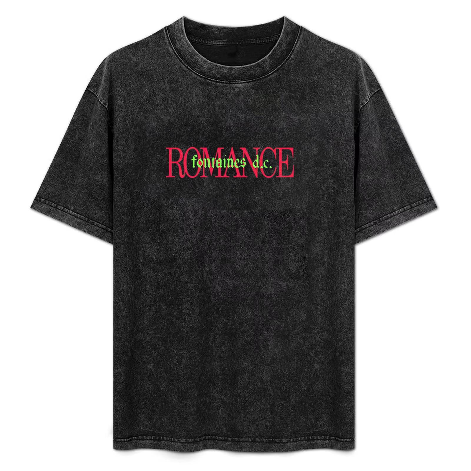 Couple short sleeved T-shirt Fontaines D.C.Romance T-shirt in The Modern World Heren Dames Katoenen T-shirts Korte Mouw Vintage Gewassen Losse Casual M