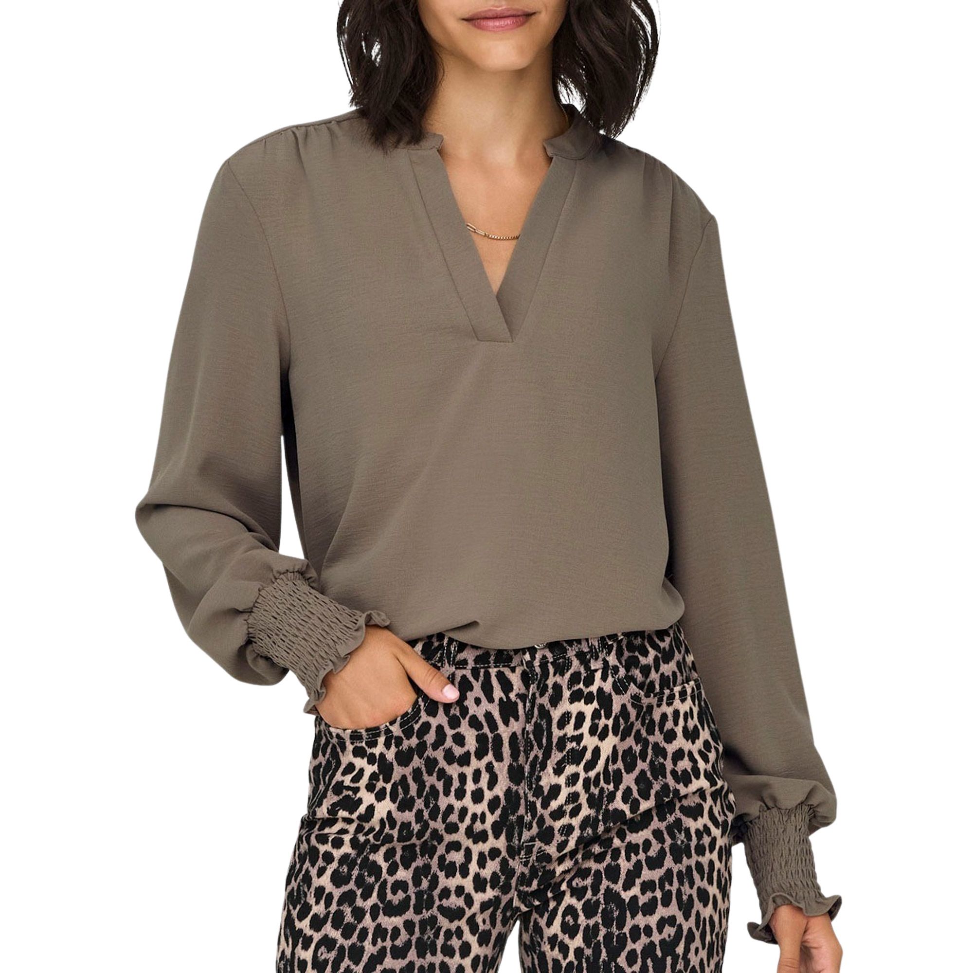 Only Shirt ONLMETTE V-NECK LS SMOCK TOP NOOS WVN
