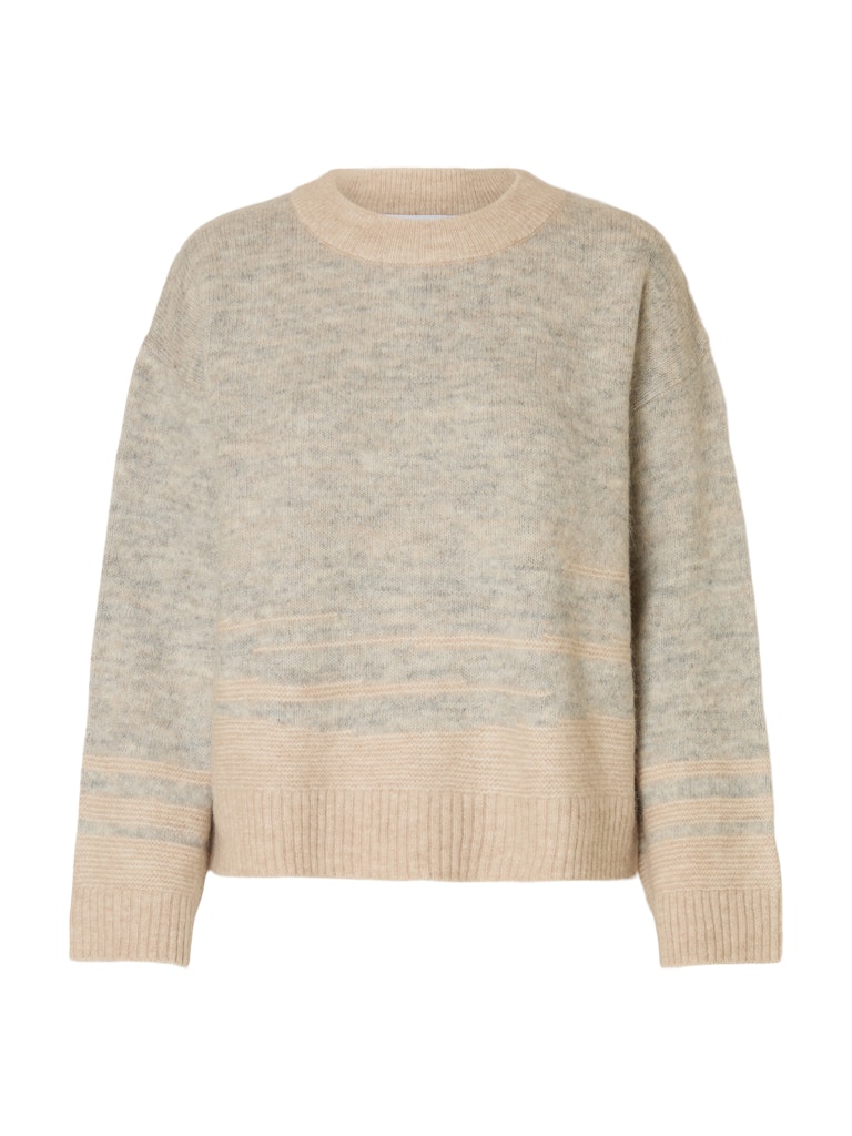 Selected Femme slfalva ls knit structure o-neck 16098974 light grey