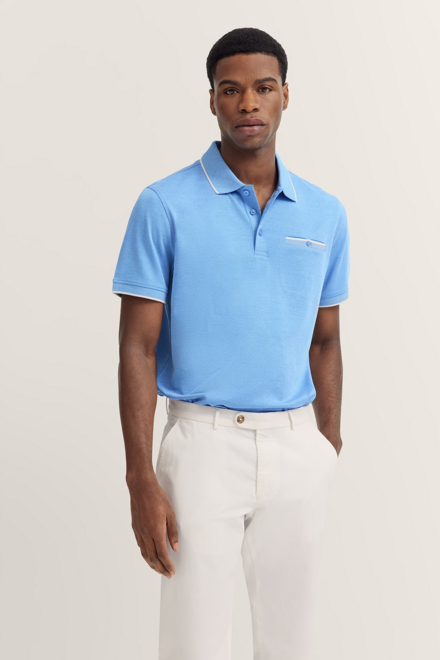 Bugatti Poloshirt met subtiele contraststrepen
