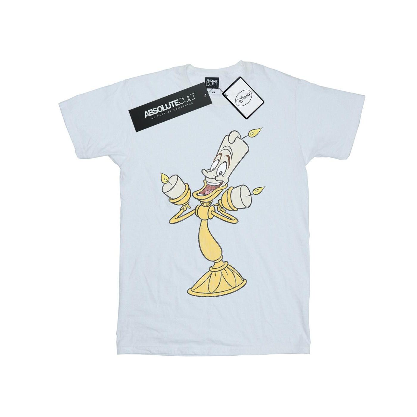 Disney heren schoonheid en het beest Lumiere Distressed T-shirt XXL wit