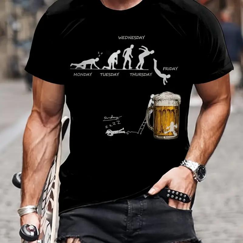 ETST 03 Zomerbier Heren T-shirts 3d Print Grappige T-shirts Polyester Ademend Korte Mouw Losse Tops T-shirts Oversized T-shirt Herenkleding L