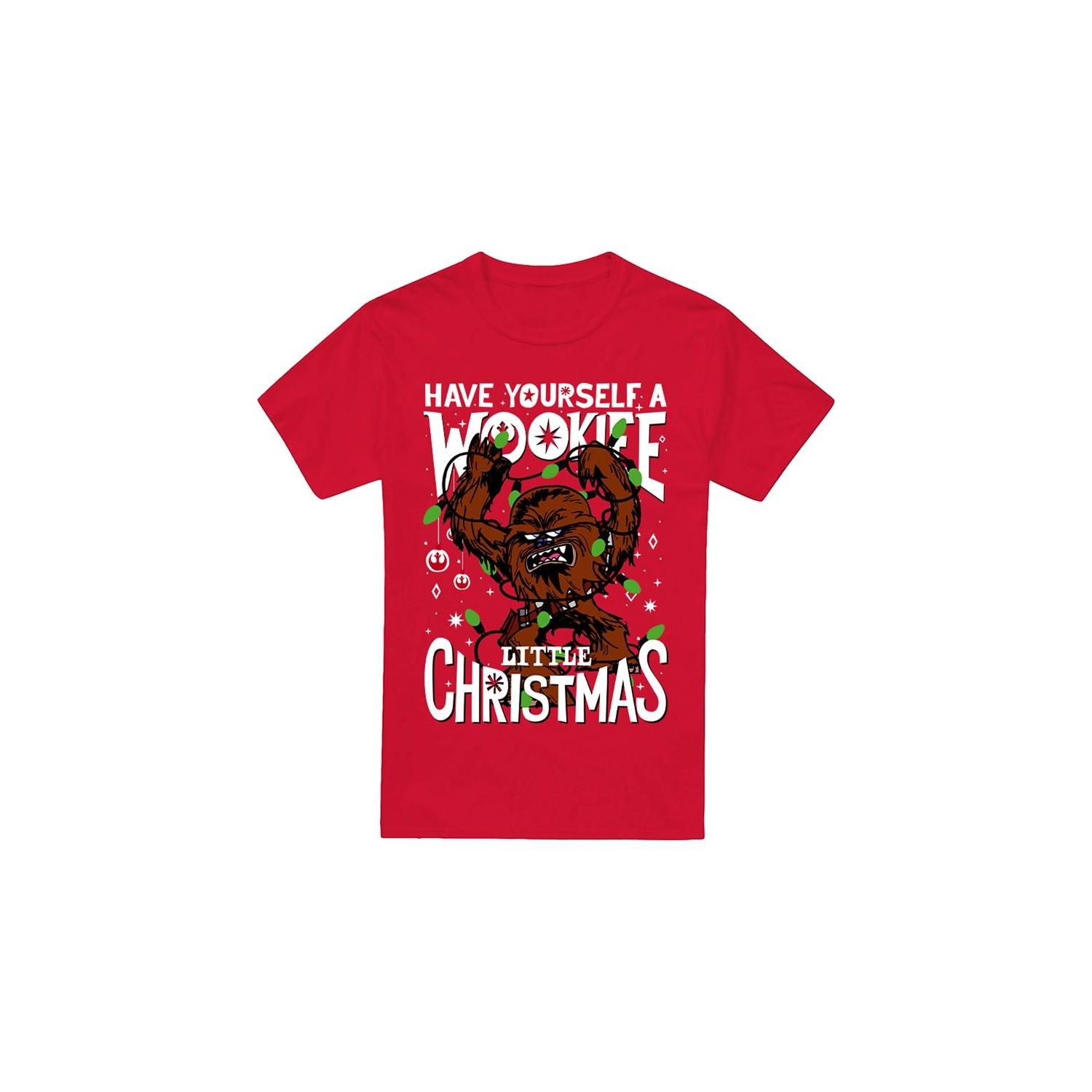 Star Wars Mens A Wookie Little Christmas T-Shirt XL rood