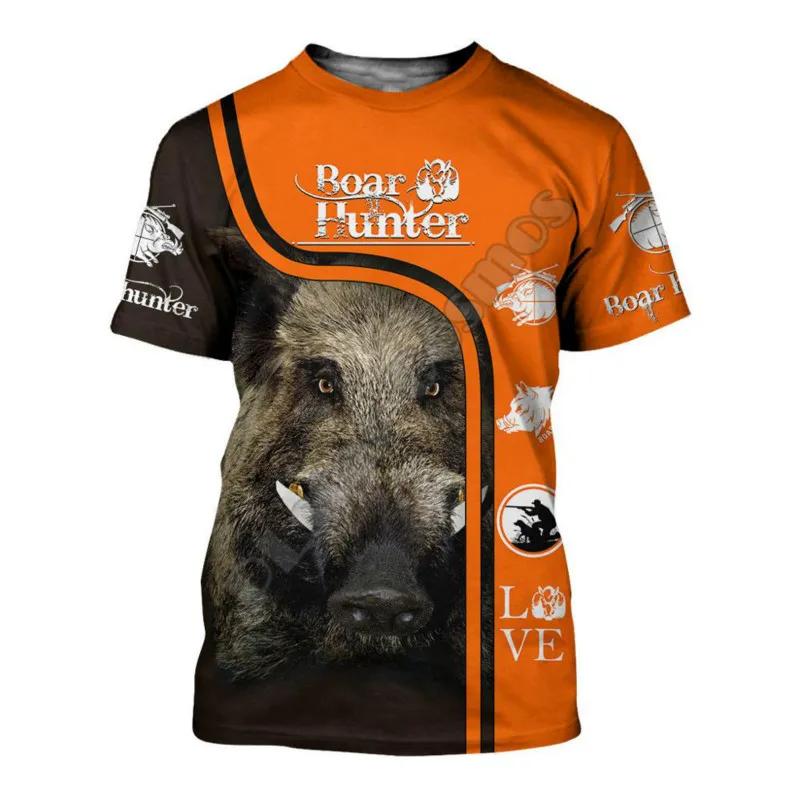 ETST 009 2024 Nieuwe Heren Dames Zomer 3D T-shirt Wild Boar Hunting Print Harajuku T-shirts Casual Viking Korte Mouw Mode Tops XL