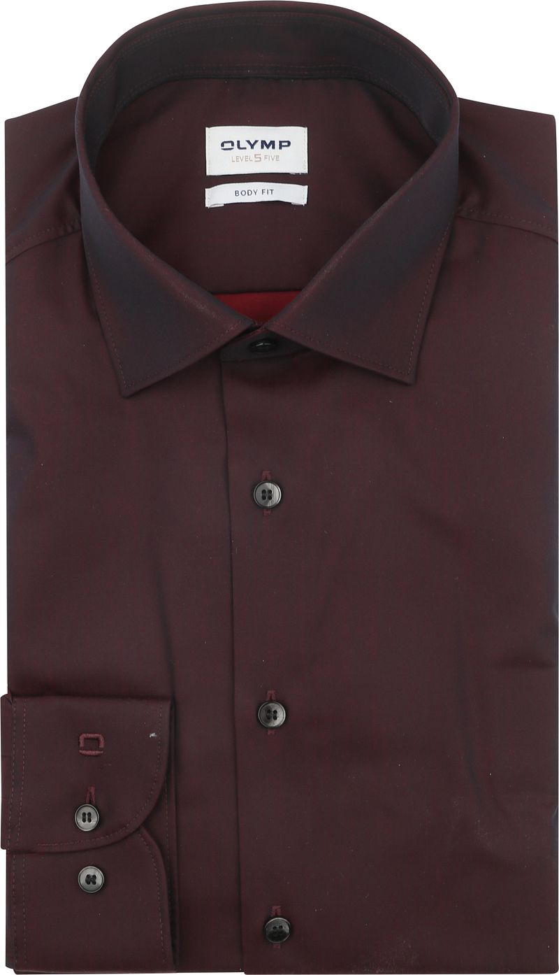Olymp Level 5 Overhemd Burgundy