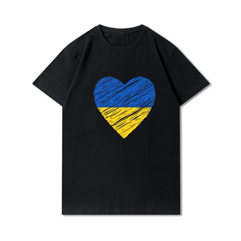 FT T Shirts Mannen Premium Katoen Harajuku T-shirt Oekraïense Amerikaanse Vlag VS Oekraïne Print Tees Grappige Stijl Ronde Hals Katoenen T-shirt Casual T-shirts XXXXXL