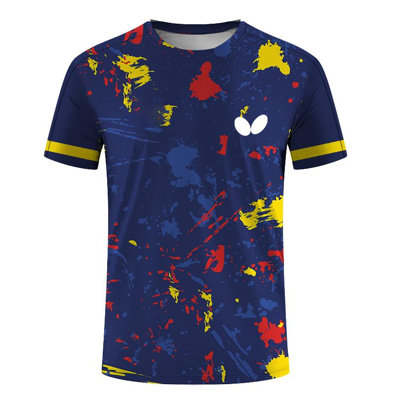 ForYourBeauty Zomer Heren Tafeltennis T-shirts Snel Droog Korte Mouw Tops Fitness Hardloopshirt Ademend Casual Sportkleding 2XL
