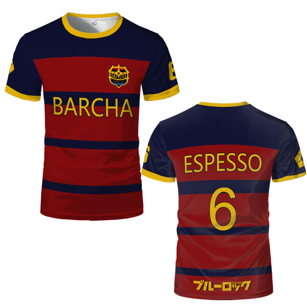 ETST 07 Blue Lock FC Barcha Cartoon Anime Cosplay Heren Jersey Zomer Korte Mouw Kinderen Tee Tops Mode Heren Jongens T-shirt M