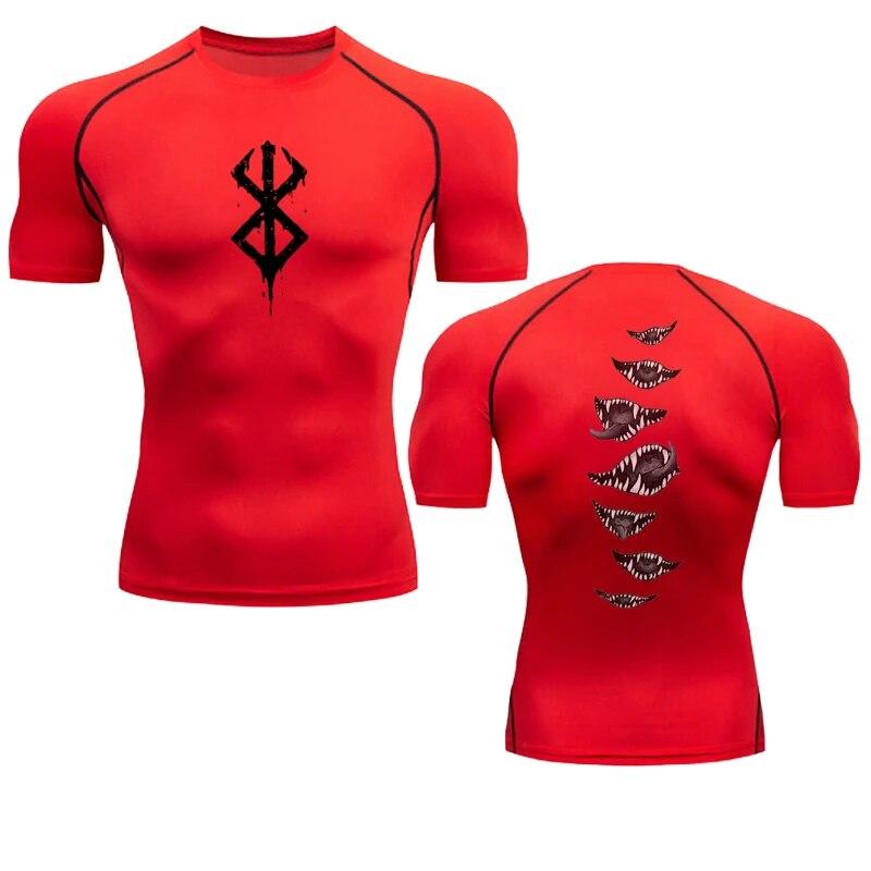 Jun Lin NO.1 Anime Berserk Guts Compressieshirt voor heren Fitness Sport Running Tight Gym T-shirts Atletische sneldrogende tops Tee Zomer M