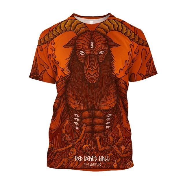 Baibao QIQI Jumeast 3D Evil Satanisme Satan Gedrukt Heren T-shirts Grunge Y2K Casual T-shirts Horror Mode Streetwear T-shirty Gothic Tops XL