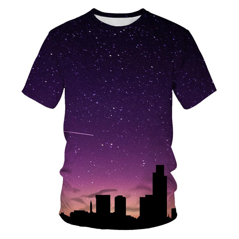HerSight Zomer T-shirt met korte mouwen Universe Starry Sky 3D digitale print Tee Heren ronde hals casual sporttop 6XL