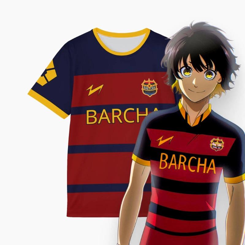 Xuhaijian02 Blue Lock Fc Barcha Football Jersey Megauru Bachira Rollenspel Shirt Blue Lock Heren en Dames Losse Sport Casual T-shirt S