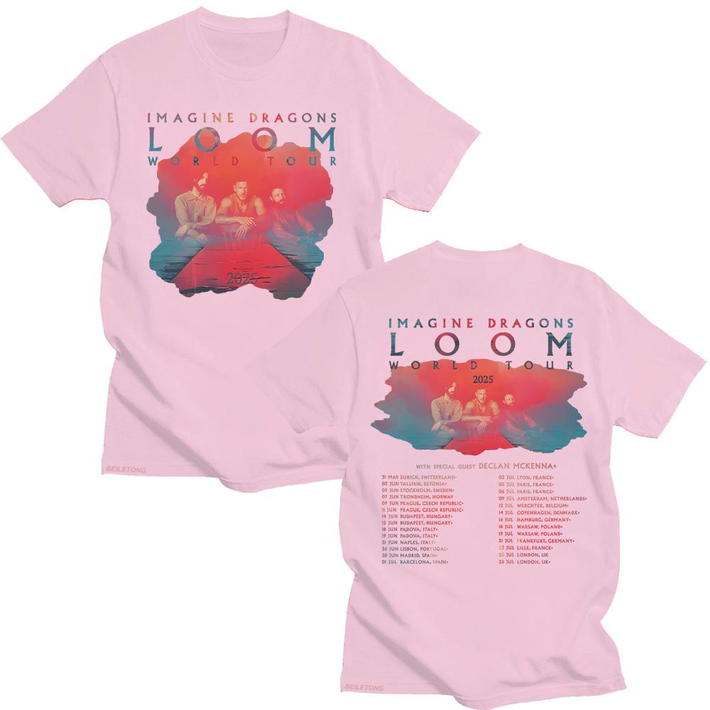 Trendy discount Imagine Dragons Band Loom Tour 2025 Nieuwe T-shirts Heren Dames Mode Hip Hop Retro T-shirt Katoen Korte Mouw Tees Esthetische Tops XL