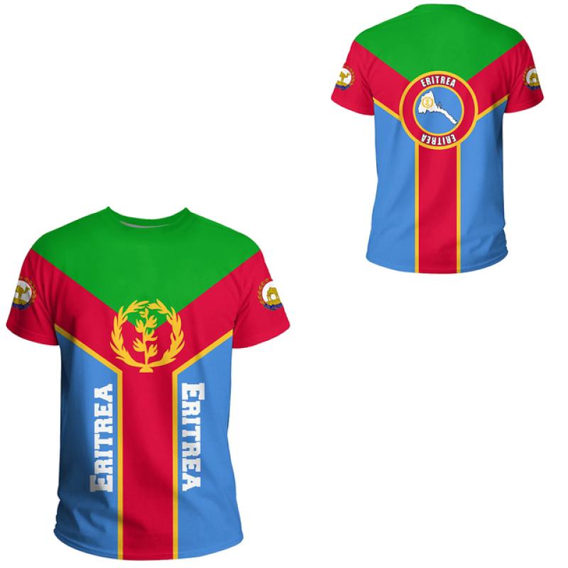 ETST 07 2023 Tessffel Afrika Land Eritrea Leeuw Kleurrijke Retro 3DPrint Mannen/Vrouwen Zomer Casual Grappige Korte Mouwen T-shirts Streetwear S