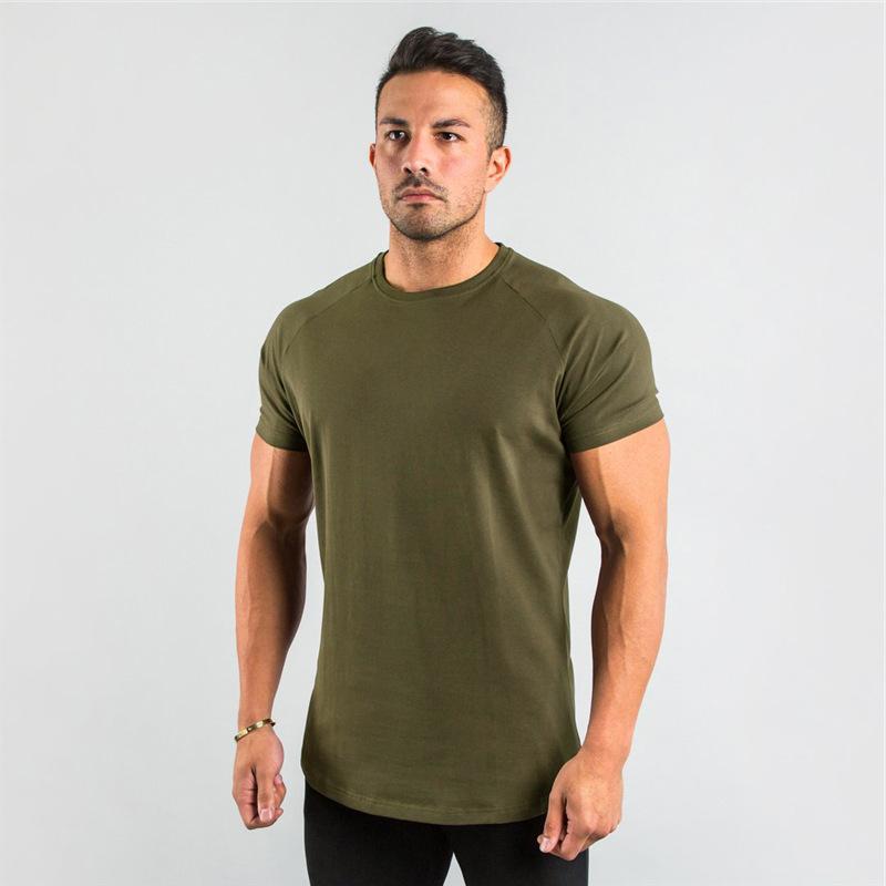 WTEMPO Zomer Fitness Sport T-shirt met korte mouwen Werkkleding Effen kleur Europese en Amerikaanse herentop XXL