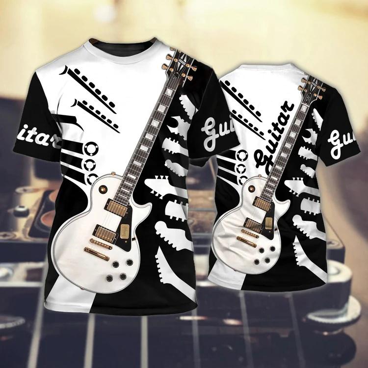 Kukebang Zomer mannen T-shirts Gitaar Grafische 3d Mode Muziek T-shirt Trui Korte Mouw O Hals Rock Hip Hop Tops oversized Kleding 3XL