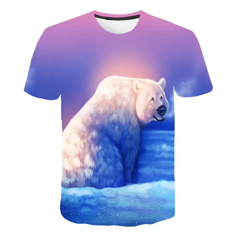 ETST 07 Ijsbeer 3D Grafisch Heren T-shirt met korte mouwen Zomer Mode Schattig Dier Casual Persoonlijkheid O Kraag Top 6XL