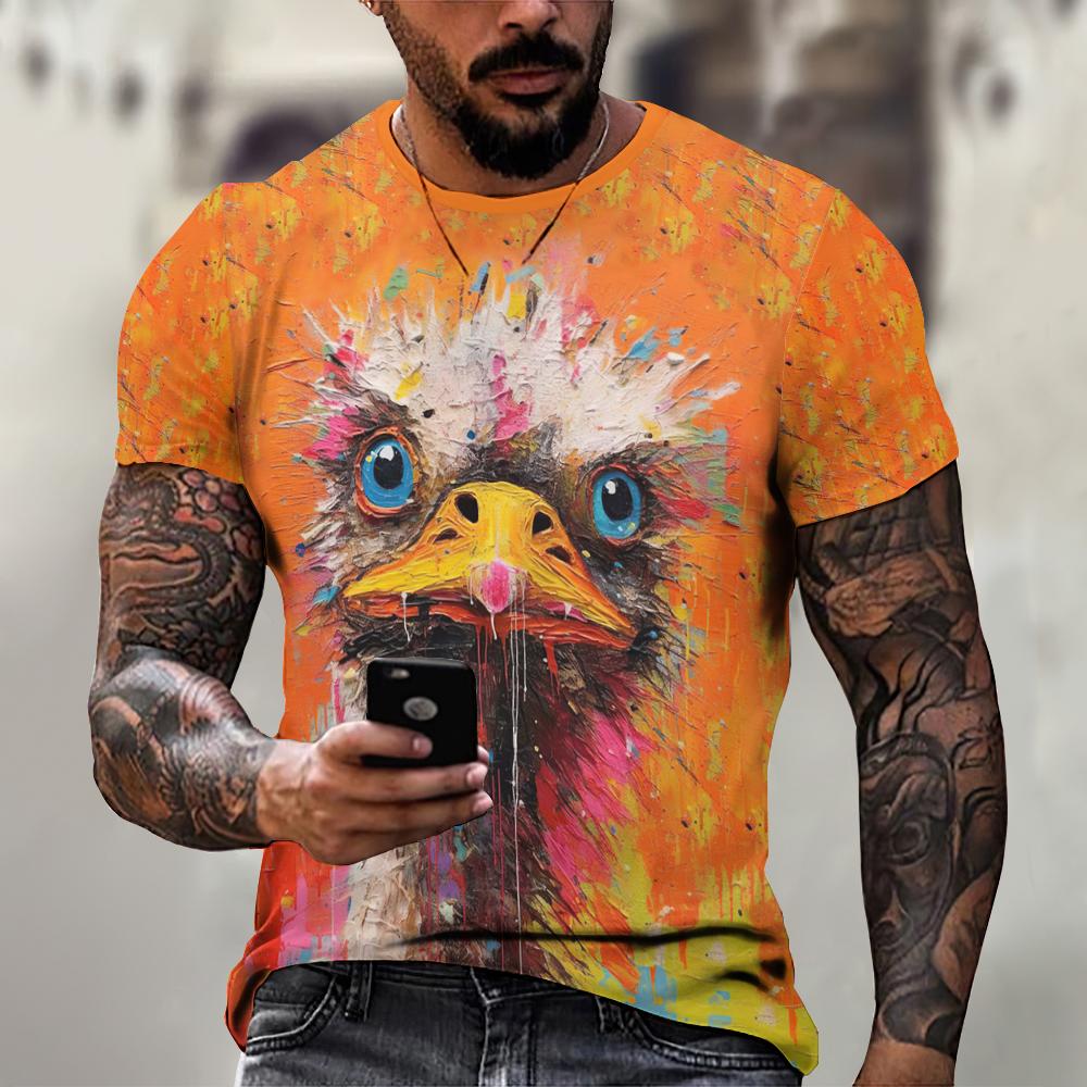 Xr 01 Zomer korte mouw dieren T-shirt voor mannen 3D patroon print casual T-shirt mode straat oversized kleding heren T-shirt streerwear 6XL