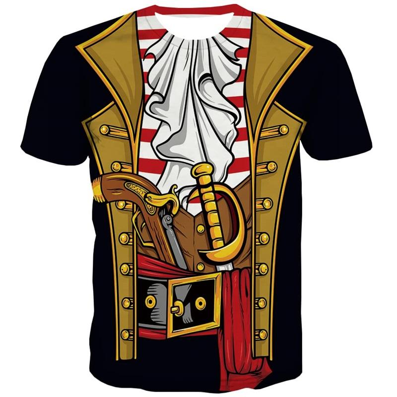 Laoxu 3D Print Piratenkostuum Grafische T-shirts Voor Mannen Nieuwigheid Grappige Tee Tops Streetwear Korte Mouw Oversized Heren T-shirt Streetwear 4XL