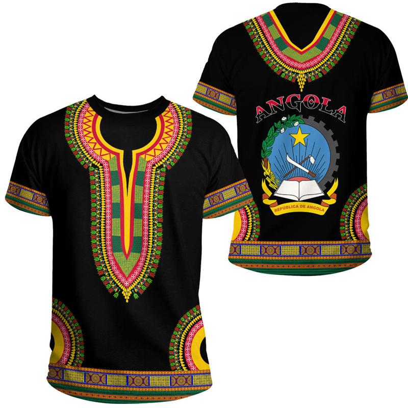 Xuhaijian02 Angola Vlag Zomer Heren T-shirt Angolese Nationale 3D Print T-shirt Oversized GYM Tops Sport Fitness Korte Mouwen T-shirts S