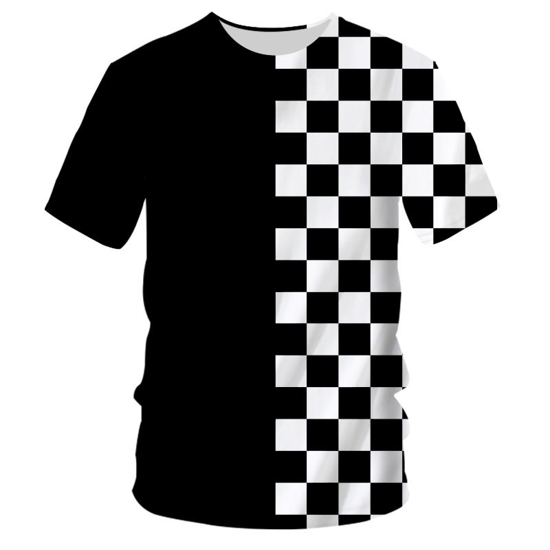 Huiteng 3D Personality Plaid Men t-shirt Fashion Casual Cool Style Print T-shirts Trend Hip Hop Simplicity t-shirts with short sleeves L