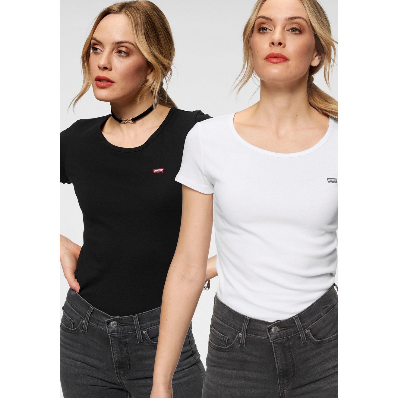 Levi's T-shirt Mini-Logo met klein logoborduursel op borsthoogte (set, 2-delig)
