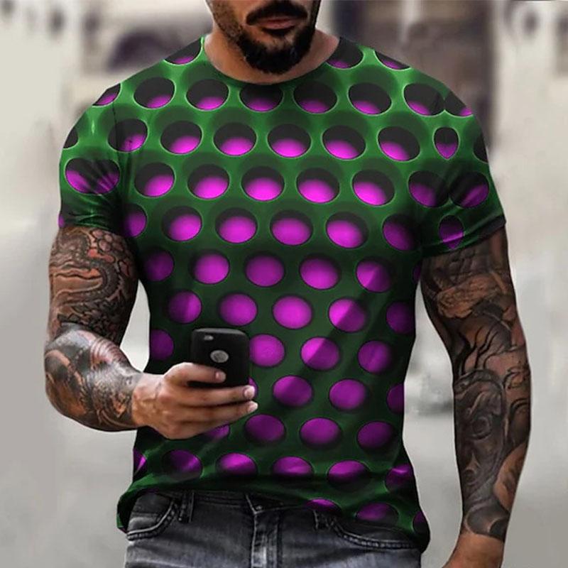 3D Fashion Design Clothing Voor heren T-shirt 3D-print Optische illusie Grote maten Korte mouw Informeel Tops Polyester Modieus Street chic overdreven Cool Ronde hals 8XL