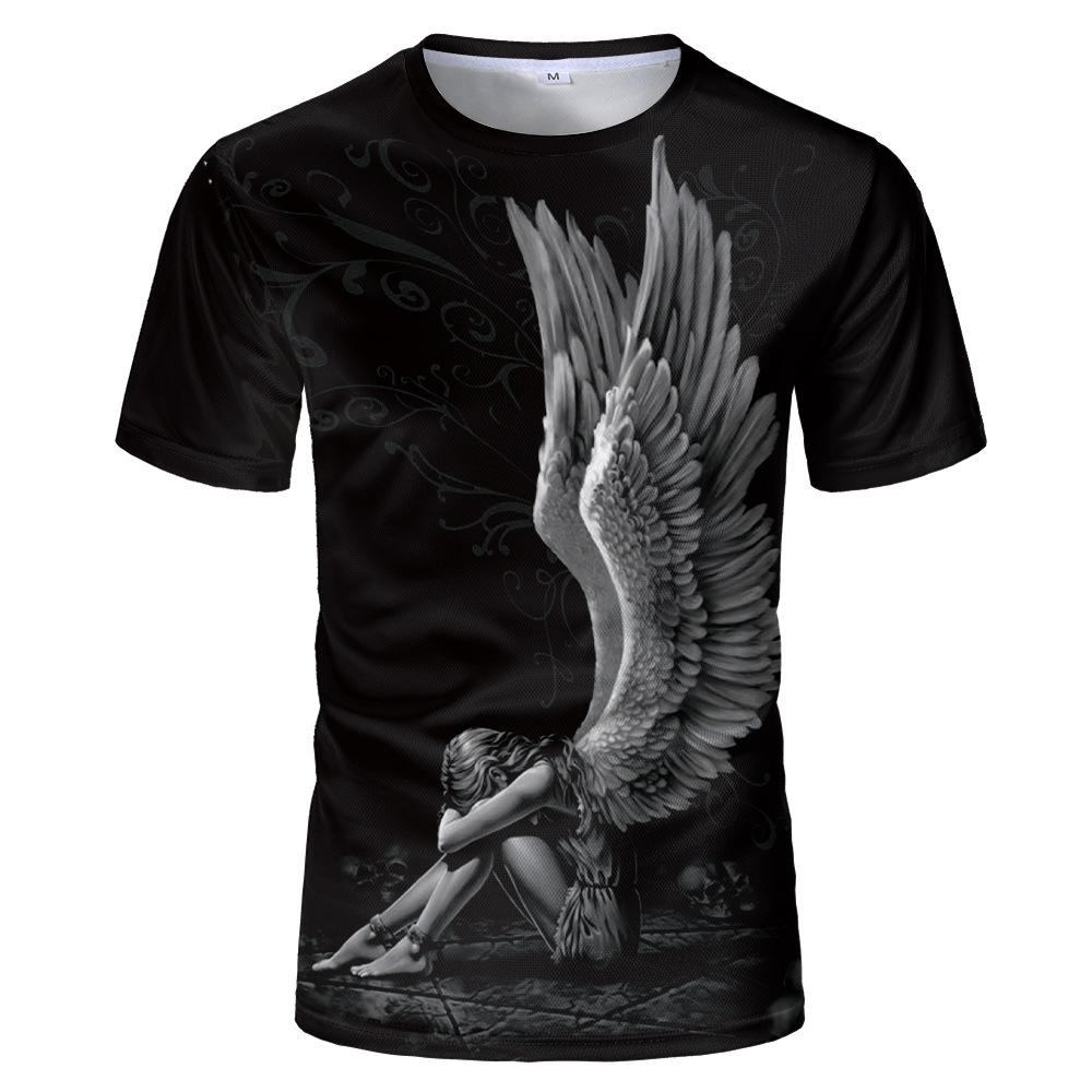 TIP723 Mannen T-shirt Geest Anime 3D Fluorescerende Angel Print T-shirt Unisex-Volwassen Hipster 3D T-shirts Straat Hip hop Oversized T-shirt 5XL
