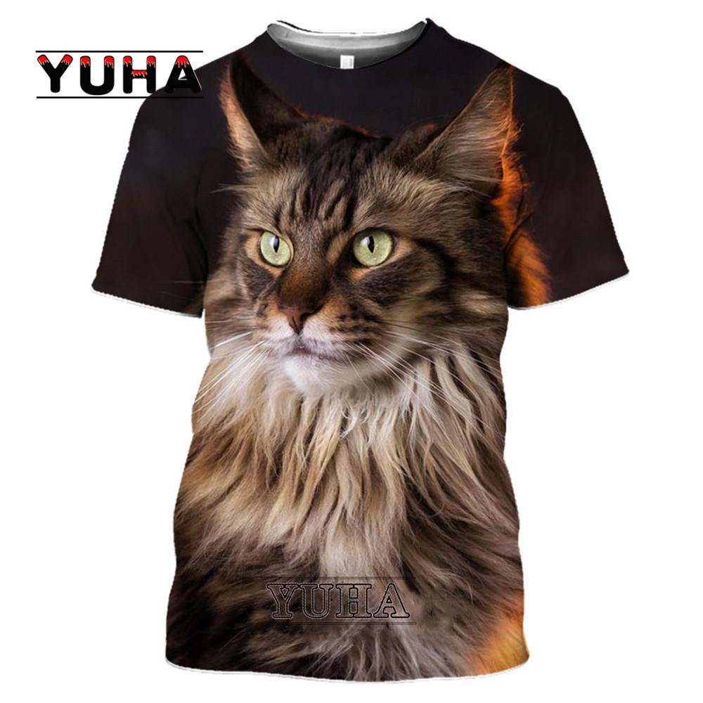 ETST 07 3d Print Animal Maine Coon Langharige Kat Heren T-shirts Harajuku Casual Plus Size Streetwear Vrouwen Man Tees Tops Shirt - T-shirts XXXL