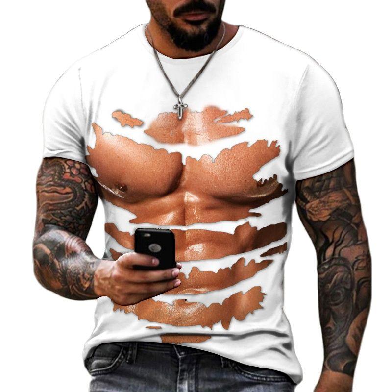 Xin nan zhuang Zomer Mode Persoonlijkheid Borst Spier Abs Grafische T-shirts Mannen Casual Hip Hop Harajuku 3D Grappig Gedrukt Korte Mouw Tees top XL