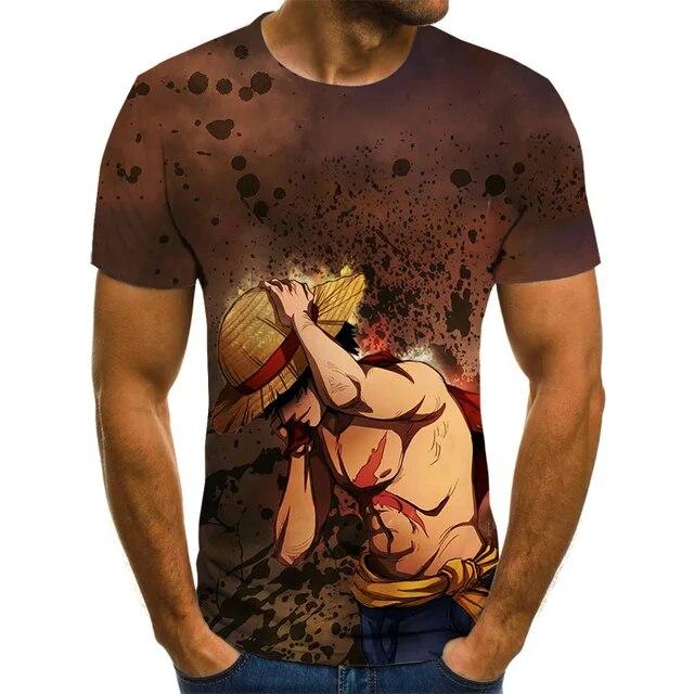 Baibao QIQI Een Stuk Jongen Kostuum Anime Harajuku Tops Zomer mannen T-shirt 3D Mode T-shirt mannen Plus Size Straat Kleding XXXXL