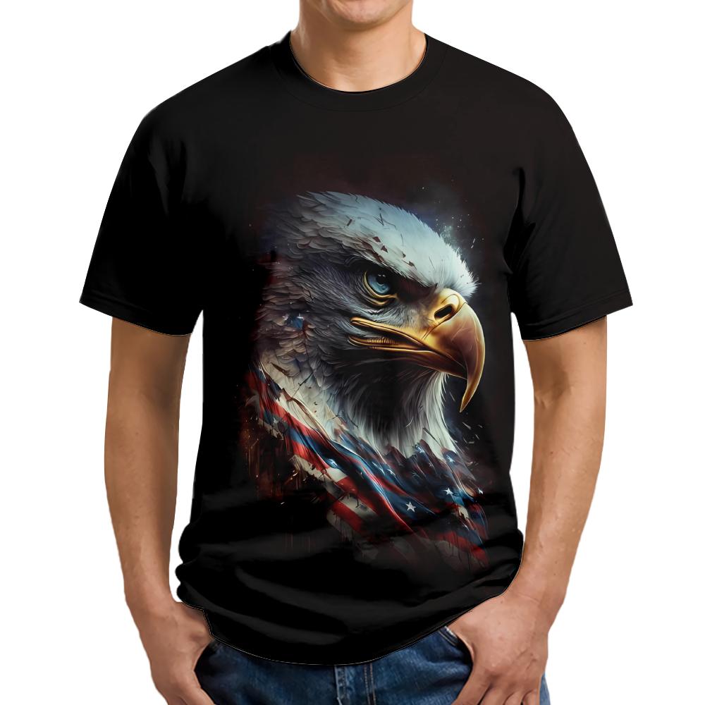 Subilier Eagle 3D Geprinte Shirts Zomer Volwassen Kinderkleding 3XL roze