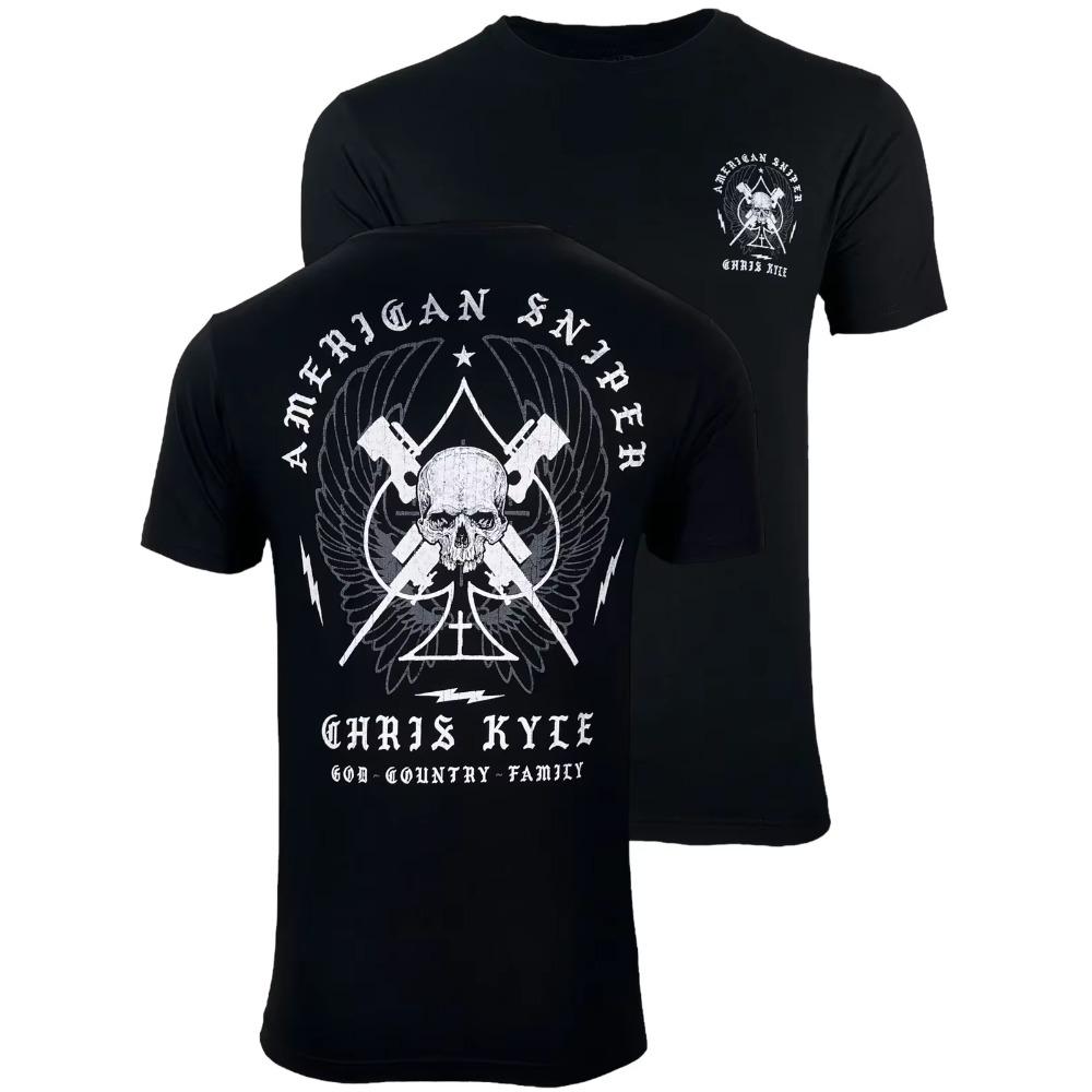 The best product for you American Sniper Chris Kyle Spade Military Grunt T-Shirt 100% Cotton O-Neck Summer Short Sleeve Casual Mens T-shirt Size S-3XL XL zwart