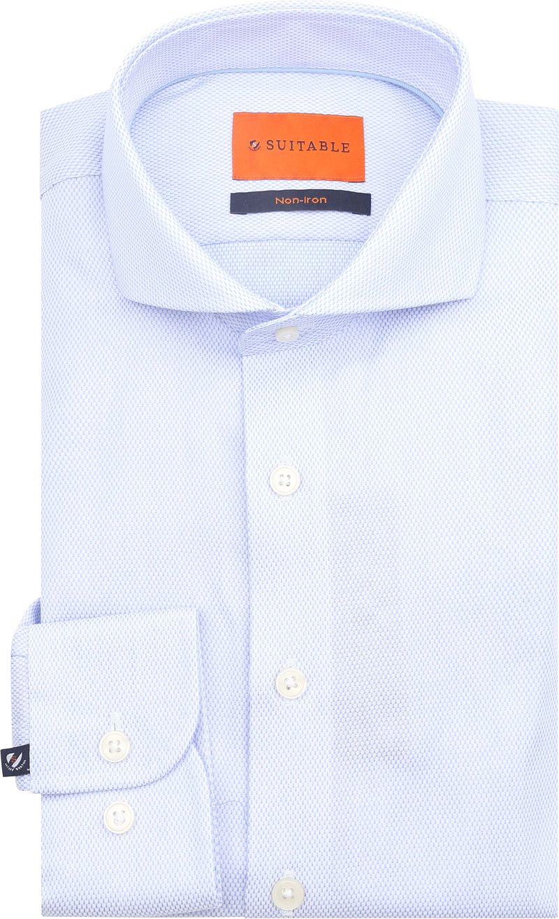 Suitable Overhemd Jacquard Luxe Lichtblauw