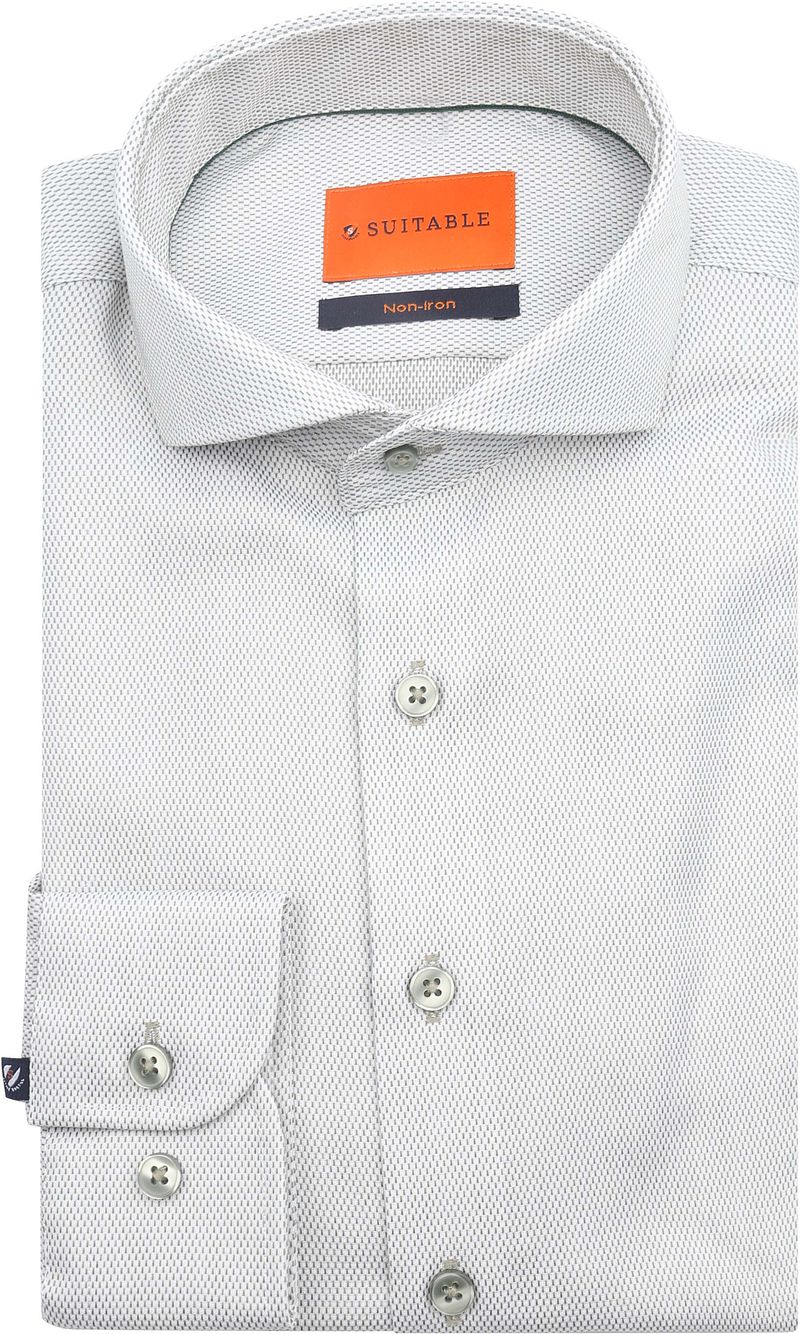 Suitable Overhemd Jacquard Luxe Groen