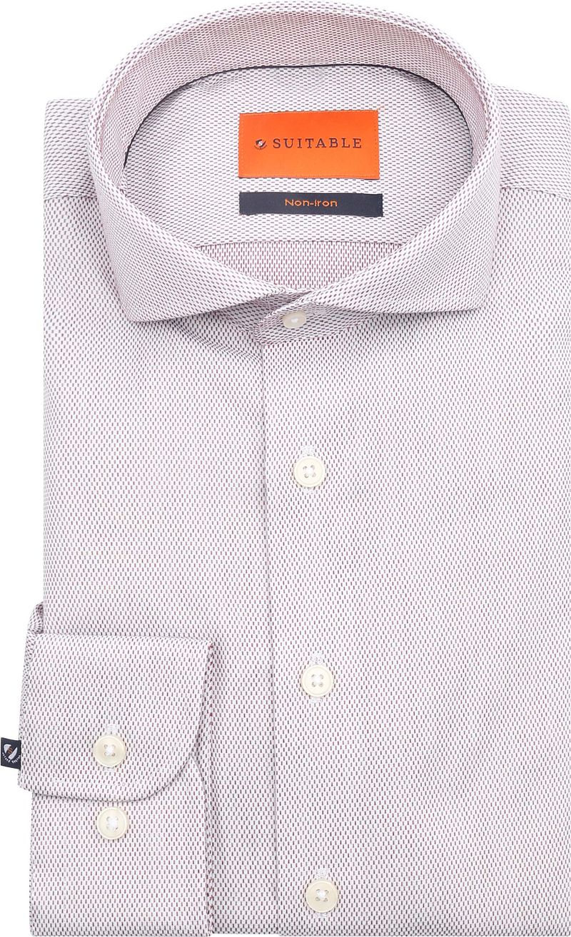 Suitable Overhemd Jacquard Luxe Rood